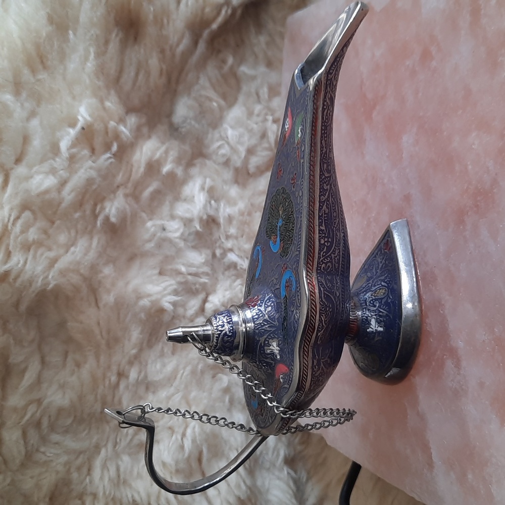 Hand worked metal Gennie lamp Oil/Incense Burner